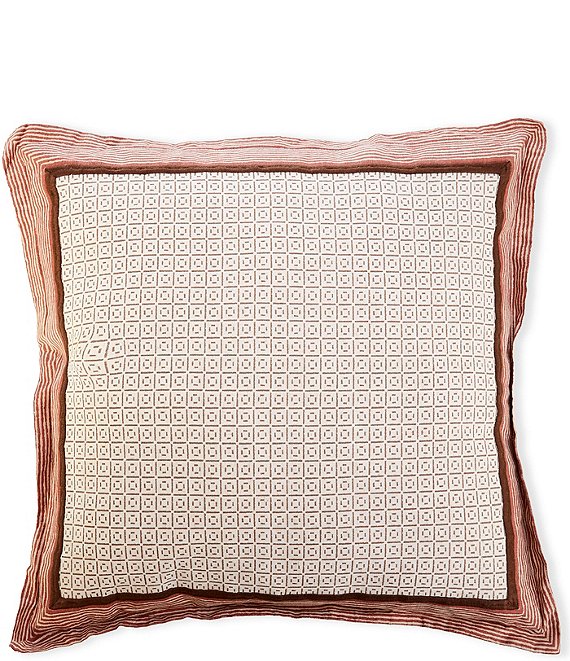 Southern Living Geometric Print Square Pillow, Rust - Image 1