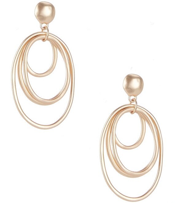 Southern Living Multi Graduating Textured Orbital Drop Earrings, Gold - Image 1