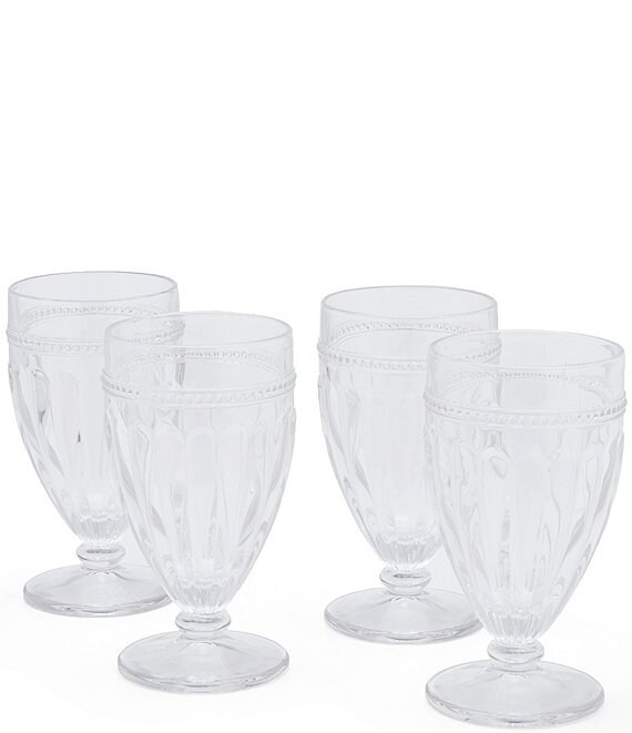 Southern Living 4-Piece Ribbed Footed Iced Beverage Glass Set
