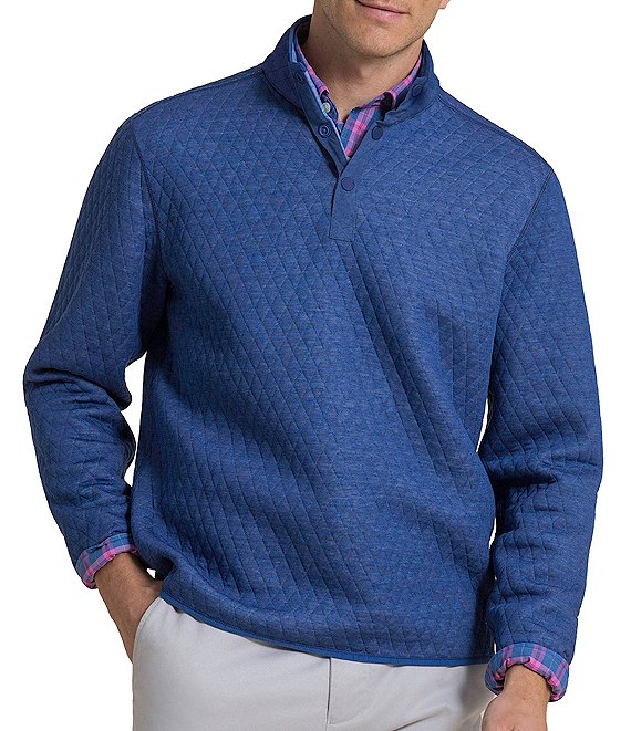 Southern Tide Quilted Heather Reversible Quarter Snap Pullover