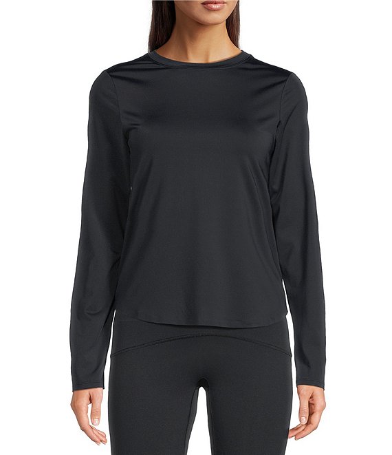 Spanx Activate Knit Moisture Wicking Pullover Long Sleeve Top, Very Black - Image 1