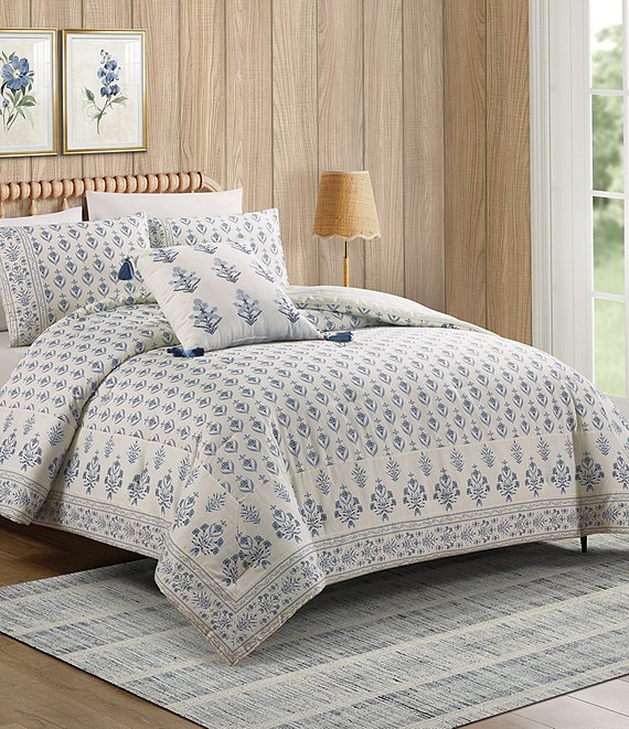 Spartina 449 Peeples Song Cotton Reversible Comforter Mini Set, Blue - Image 1