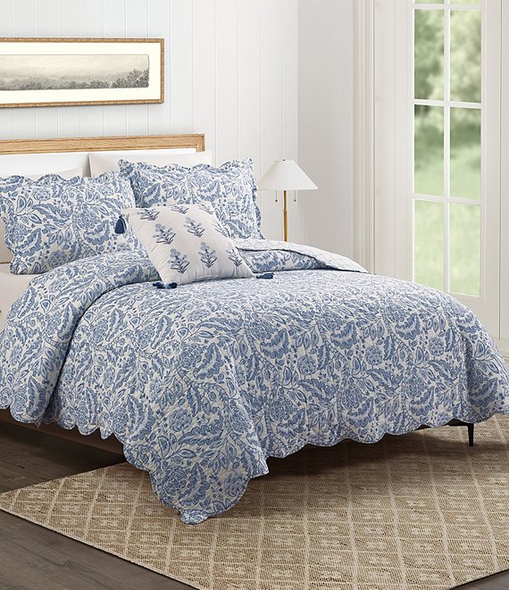 Spartina 449 Peeples Song Cotton Reversible Quilt Mini Set, Blue - Image 1