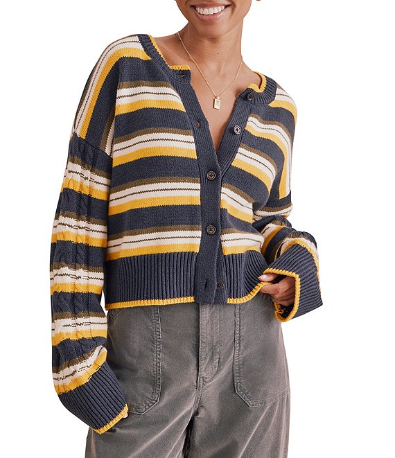 Splendid Sonoma Stripe Button Front Long Sleeve Cardigan