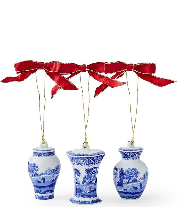Spode Blue Italian Collection Mini Urn Ornaments, Set of 3, Blue - Image 1