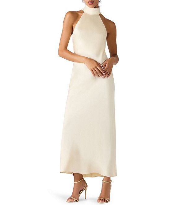 Steve Madden Lara High Neck Sleeveless Maxi Dress, Cream - Image 1