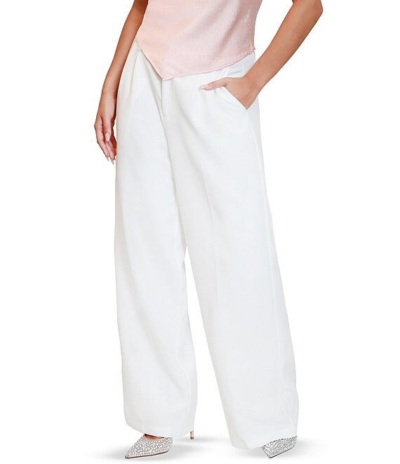 Steve Madden Stevie by Steve Madden High Rise Wide Leg Trousers, Lucent White - Image 1