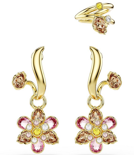 Swarovski Idyllia Multicolored Mixed Cut Flower Drop Earrings, Pink Multi - Image 1