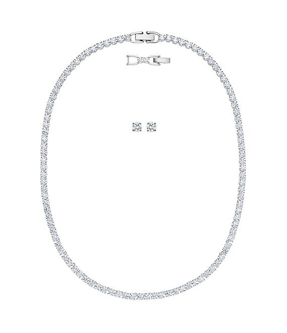 Color:Silver - Image 1 - Tennis Deluxe Collection Necklace and Earring Set