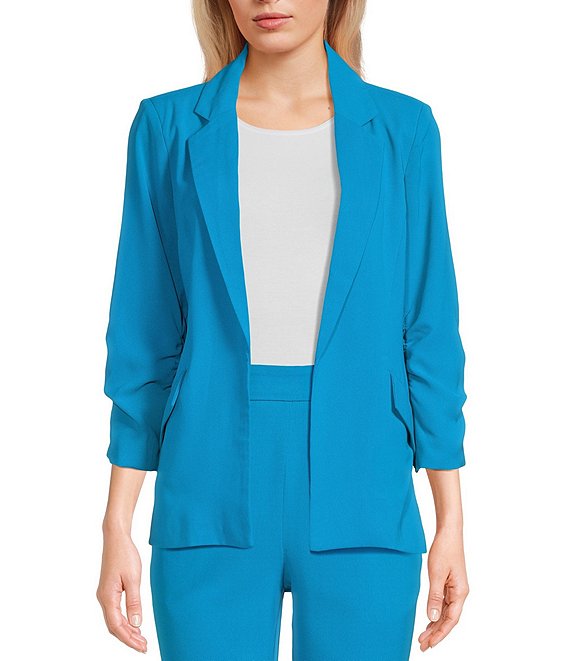 Takara Coordinating Flap Pocket Open Front Blazer, BDN-Blue Danube - Image 1