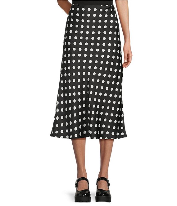 Things Between Polka Dot Midi Skirt, Black - Image 1
