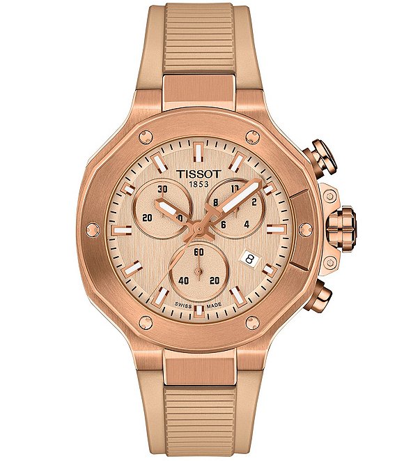 Tissot Unisex T-Race Quartz Chronograph Silicone Strap Watch, Nude - Image 1