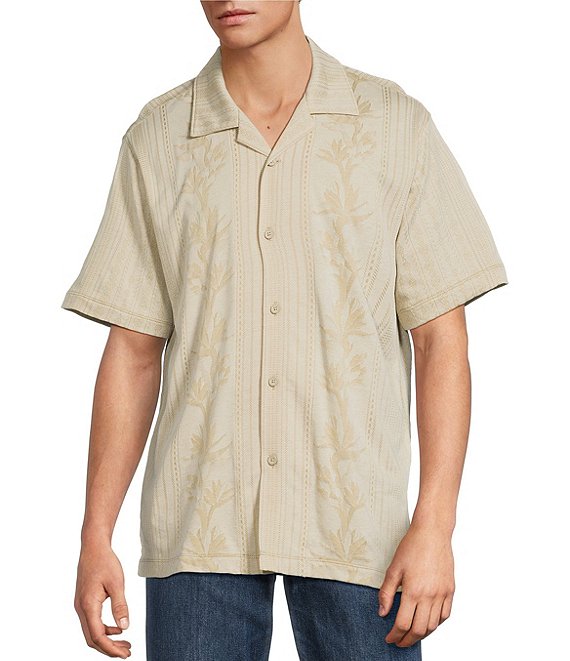 Tommy Bahama Palm Fresco Beach Short Sleeve Woven Camp Shirt, Stone Khaki - Image 1
