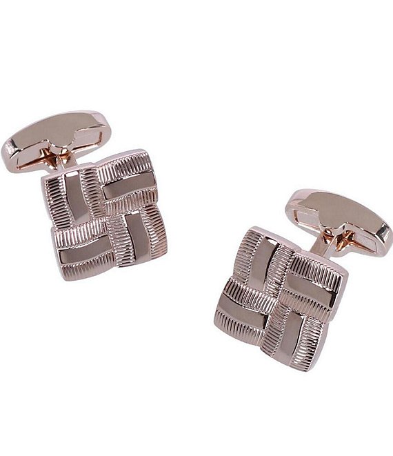 Trafalgar Clayton Square Detailed Rose Gold Cuff Links, Rose Gold - Image 1