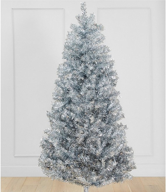 Trimsetter 7-FT. Pre-Lit Silver Tinsel Christmas Tree