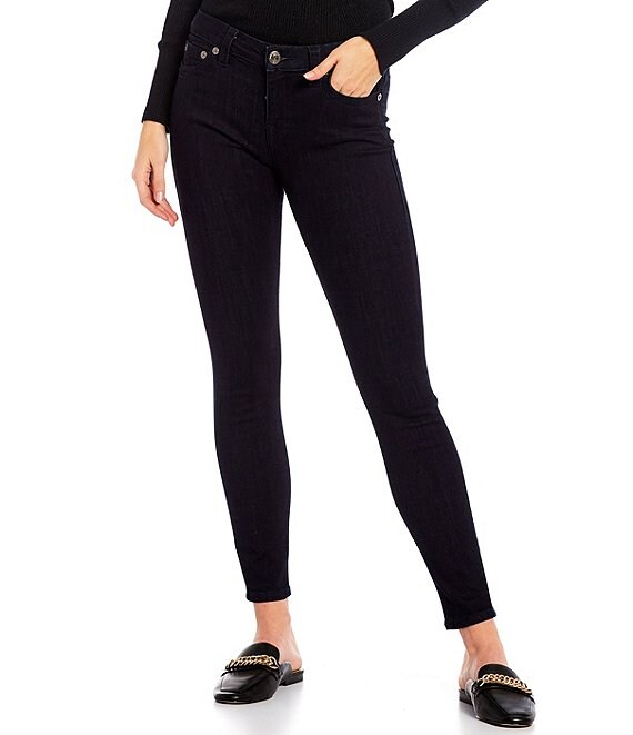 Color:Body Rinse - Image 1 - Crystal Jennie Becca Mid Rise Signature Horseshoe Stitch Back Pocket Skinny Jeans