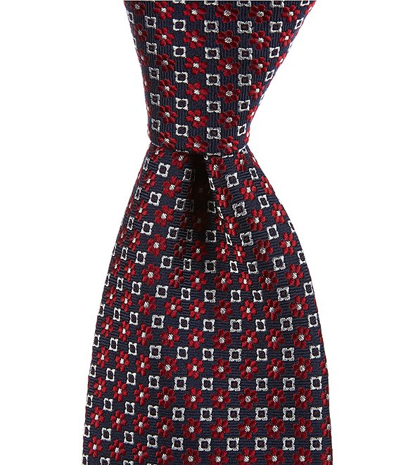 Turnbury Lakeith Micro Medallion Print 3 3/8#double; Traditional Silk Blend Tie