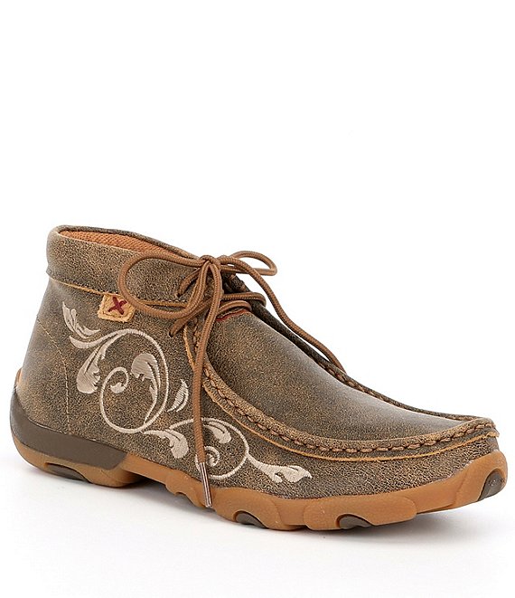 Color:Bomber Brown - Image 1 - Women's Embroidered Chukka Driving Mocs