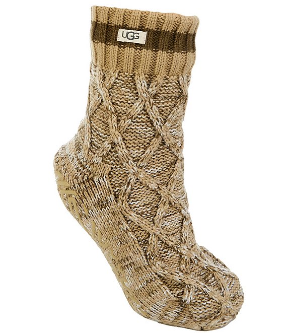 UGG DeeDee Fleece Lined Quarter II Socks, Burnt Olive/Muted Brass Melange - Image 1