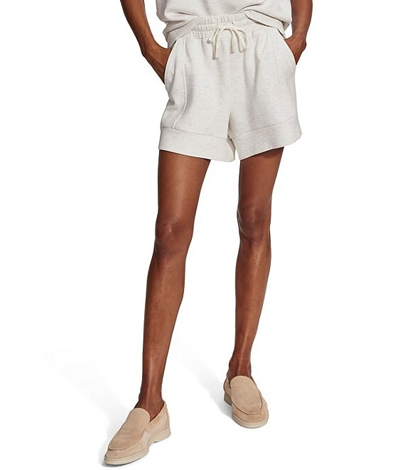 Varley Atrium Coordinating Double Soft High Rise Drawstring Tie Waist Pull-On Shorts, Ivory Marl - Image 1