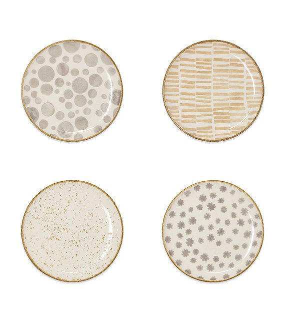 VIETRI Earth Assorted Cocktail Plates Set of 4