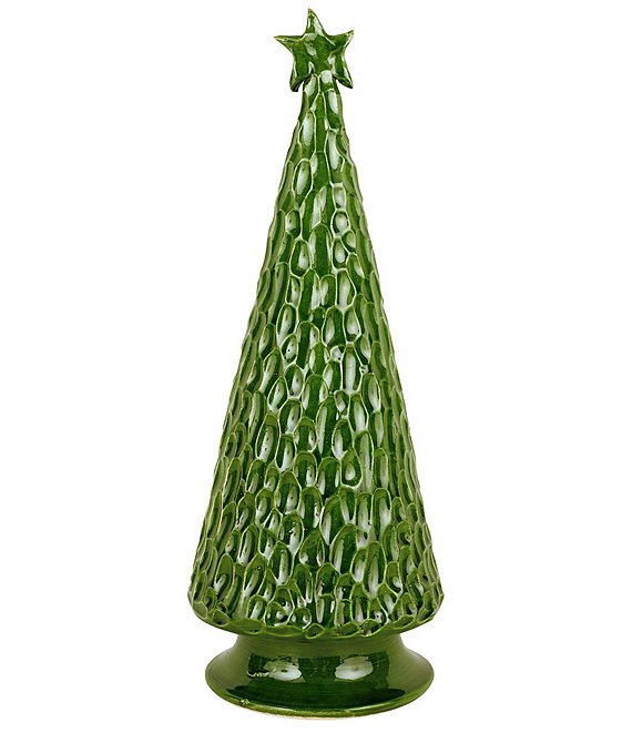 VIETRI Foresta Large Hammered Tree Figurine, Dark Green - Image 1