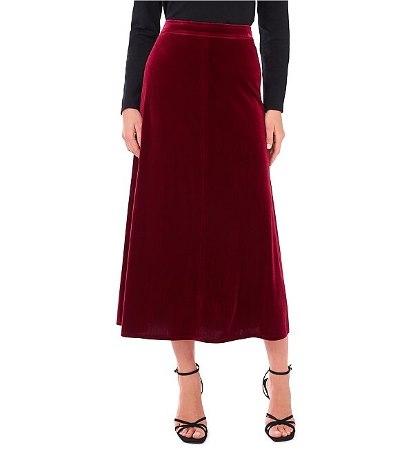 Vince Camuto Velvet Maxi A-Line Skirt, Crimson - Image 1