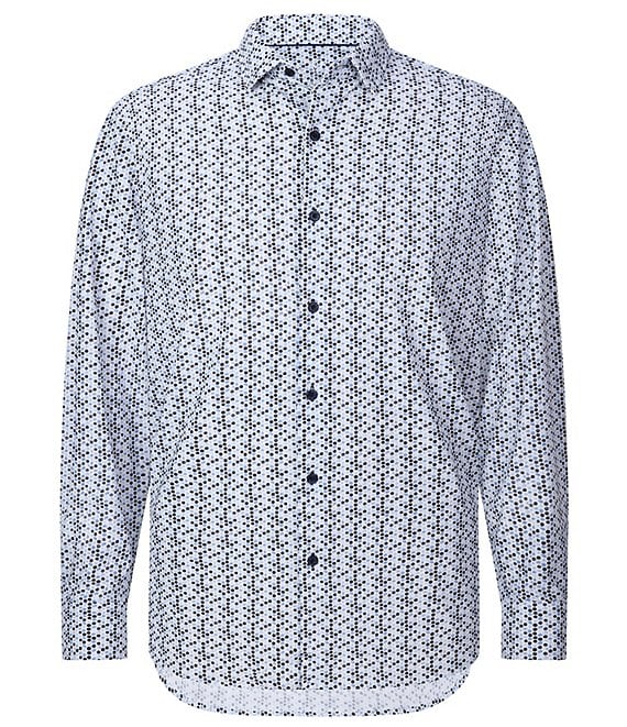 Visconti Big & Tall Dot Print Performance Stretch Long Sleeve Woven Shirt