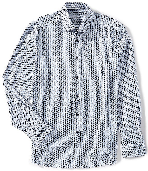 Visconti Dot Print Performance Long Sleeve Woven Shirt