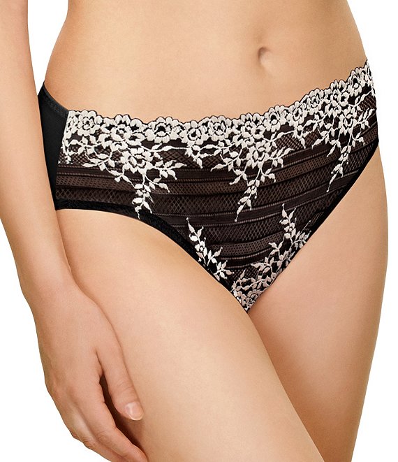 Color:Black/White - Image 1 - Plus Embrace Lace Hi-Cut Brief
