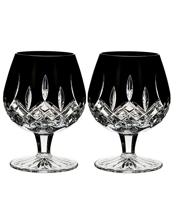 Waterford Lismore Black Crystal Brandy Pair
