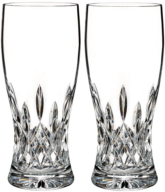 Waterford Lismore Crystal Pint Beer Glass Pair