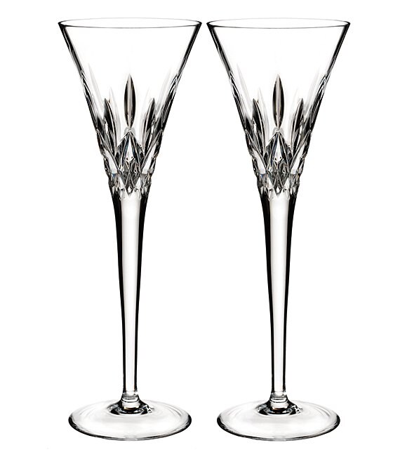 Waterford Lismore Pops Crystal Toasting Flute Pair