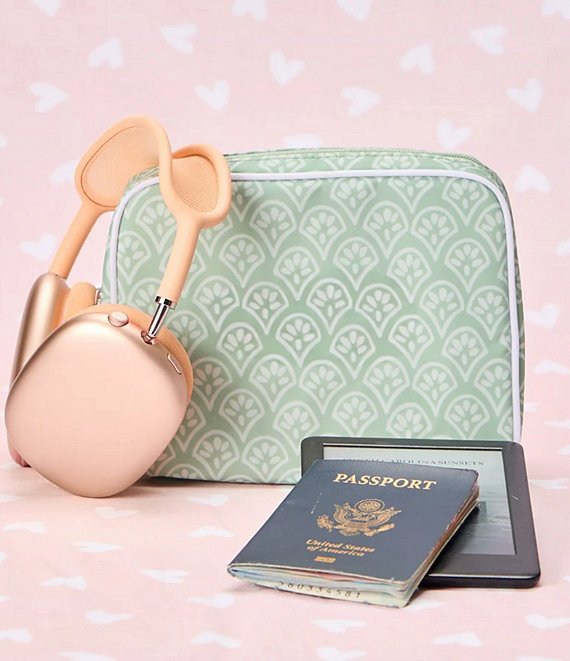 Weezie Matcha Block Print Patterned Toiletry Case