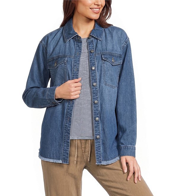 Westbound Collared Long Sleeve Button Front Shacket