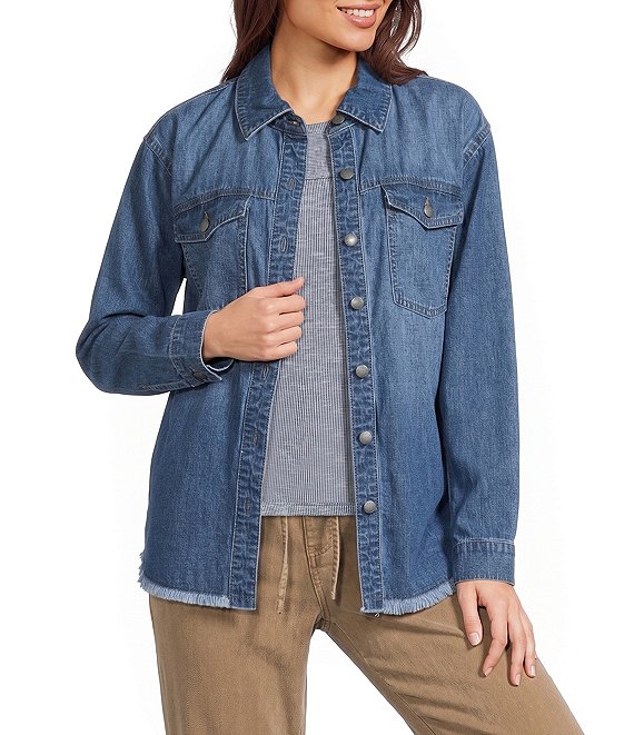 Westbound Collared Long Sleeve Button Front Shacket