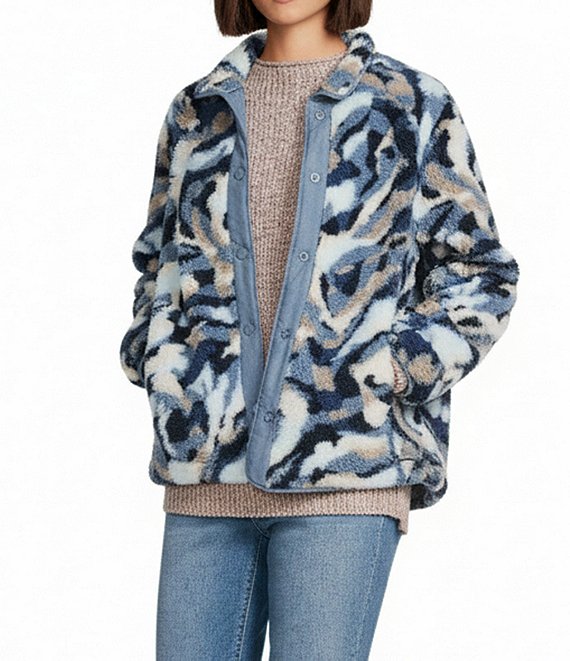 Westbound Long Sleeve Snap-Front Jacket, Blue/Cream Multi - Image 1