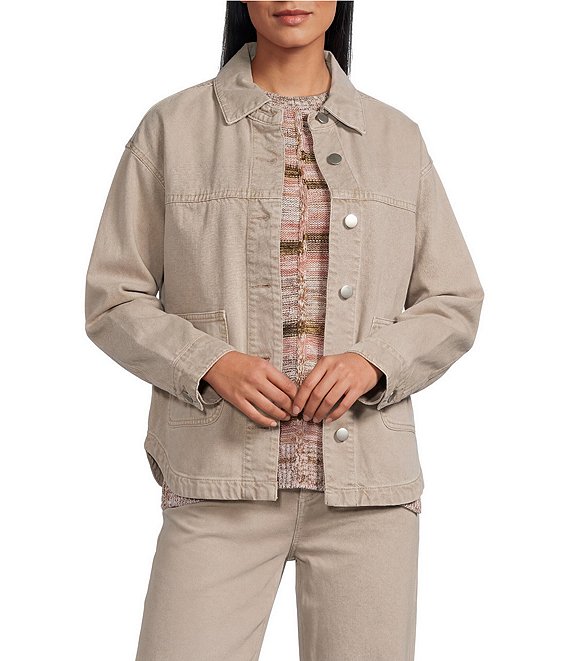 Westbound Long Sleeved Button Front Jacket, Portabella - Image 1