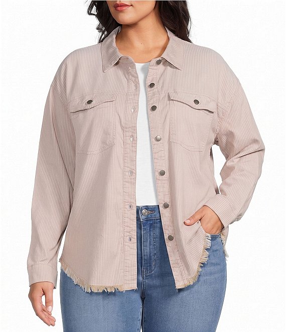 Westbound Plus Size Long Sleeve Button Front Shacket
