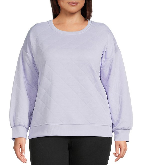 Westbound Plus Size Quilted Long Sleeve Top, Purple Heather - Image 1