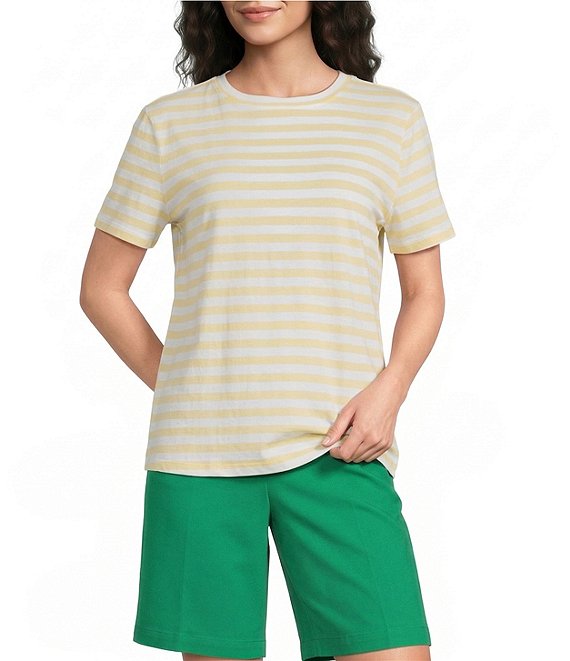 Westbound Perfect Outfit Picks Stripe Print Short Sleeve Crew Neck Tee