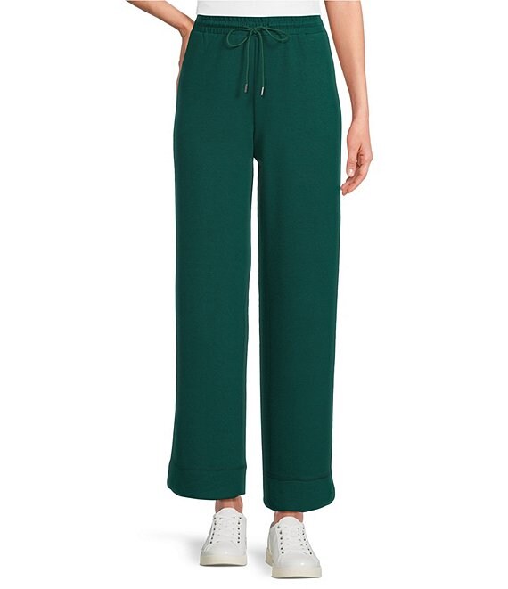 Westbound Coordinating Wide Leg Drawstring Knit Pants, Rain Forest - Image 1
