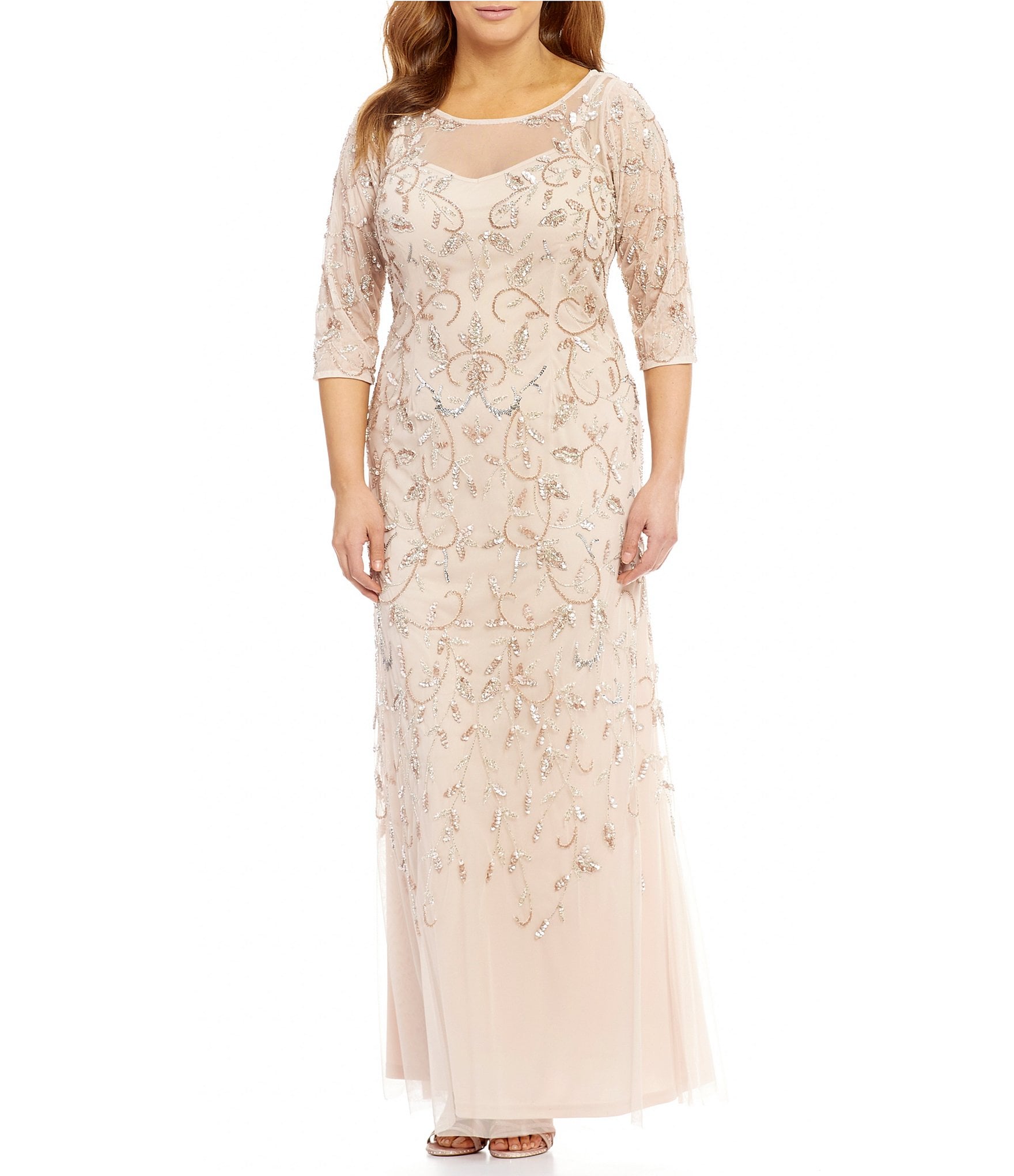 adrianna papell lead beaded gown