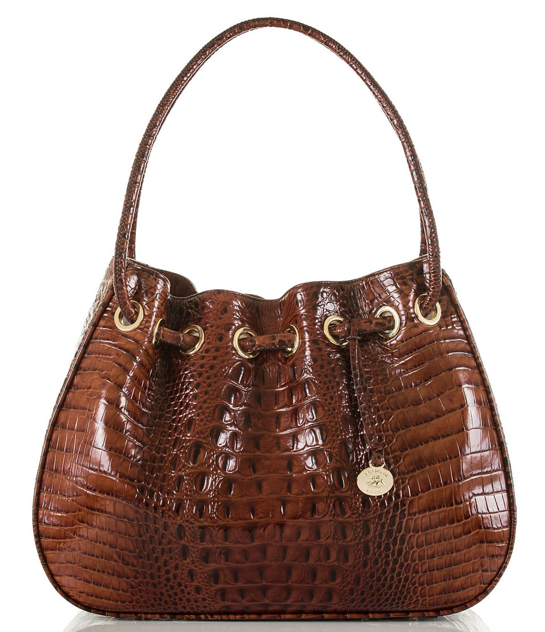 Brahmin Melbourne Collection Amy Drawstring Crocodile-Embossed Tote | Dillards