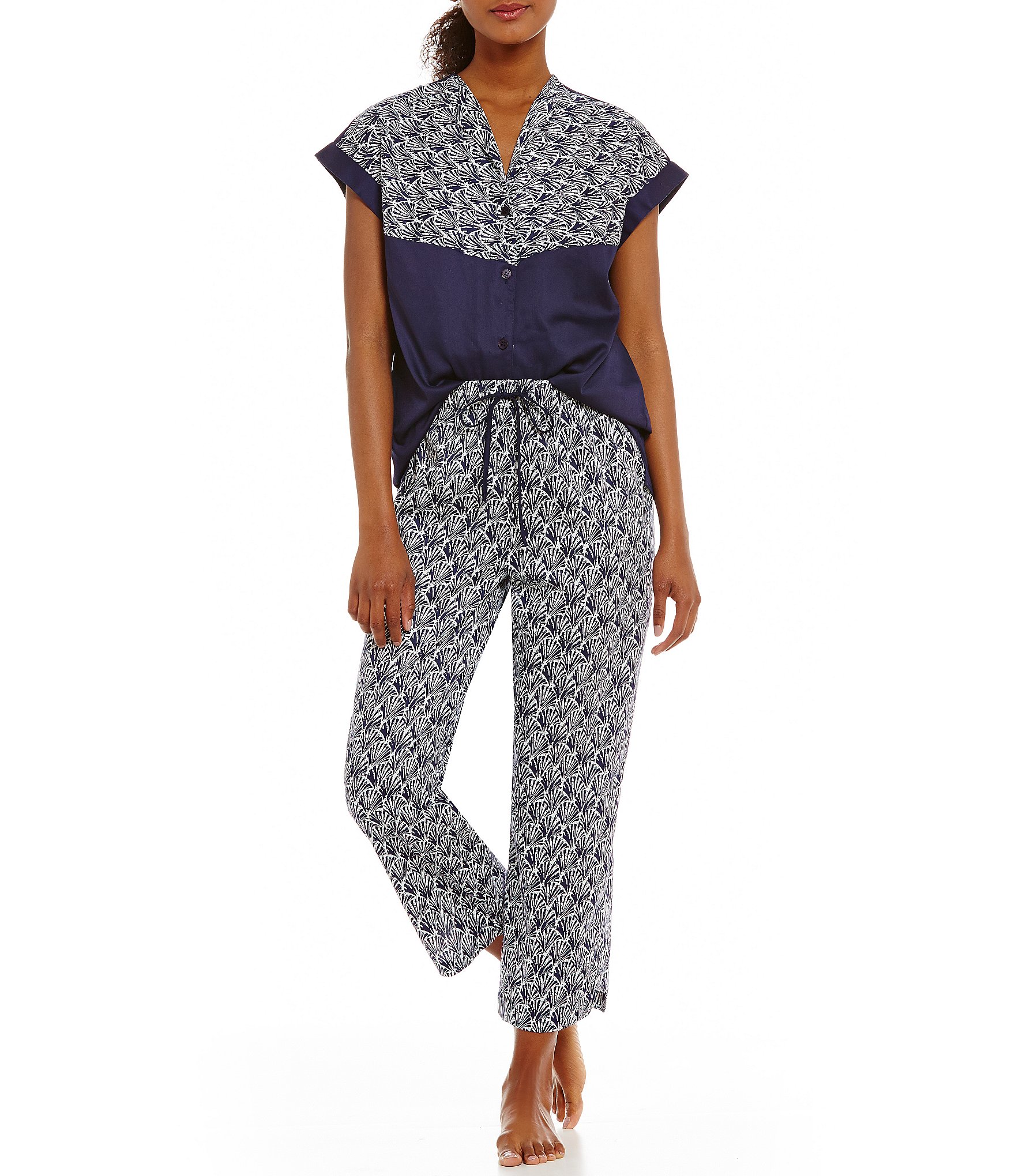 FanPrint Sateen Cropped Pajamas Dillards