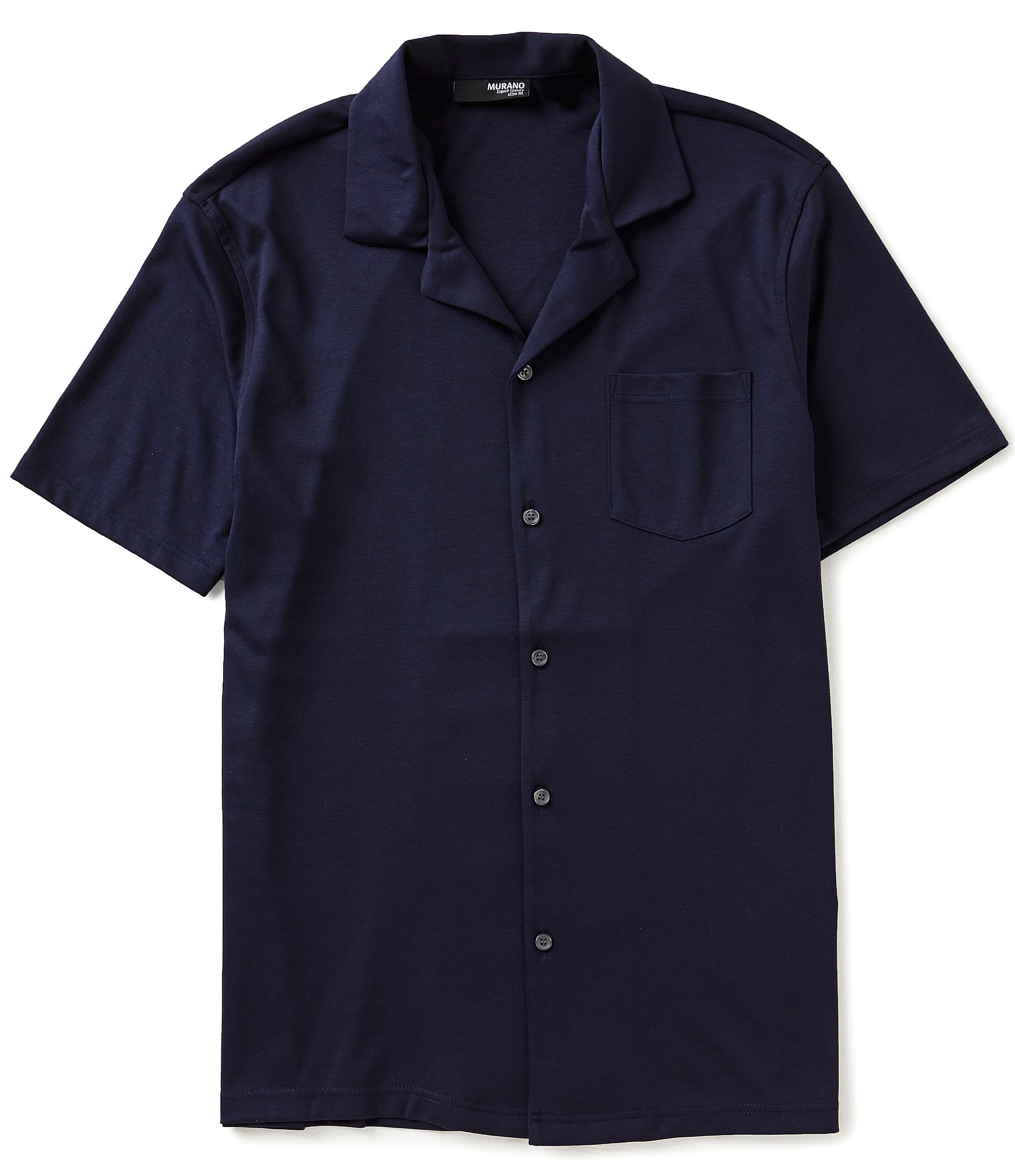 Murano Liquid Luxury Short Sleeve Slim-Fit Knit Camp Shirt | Dillards