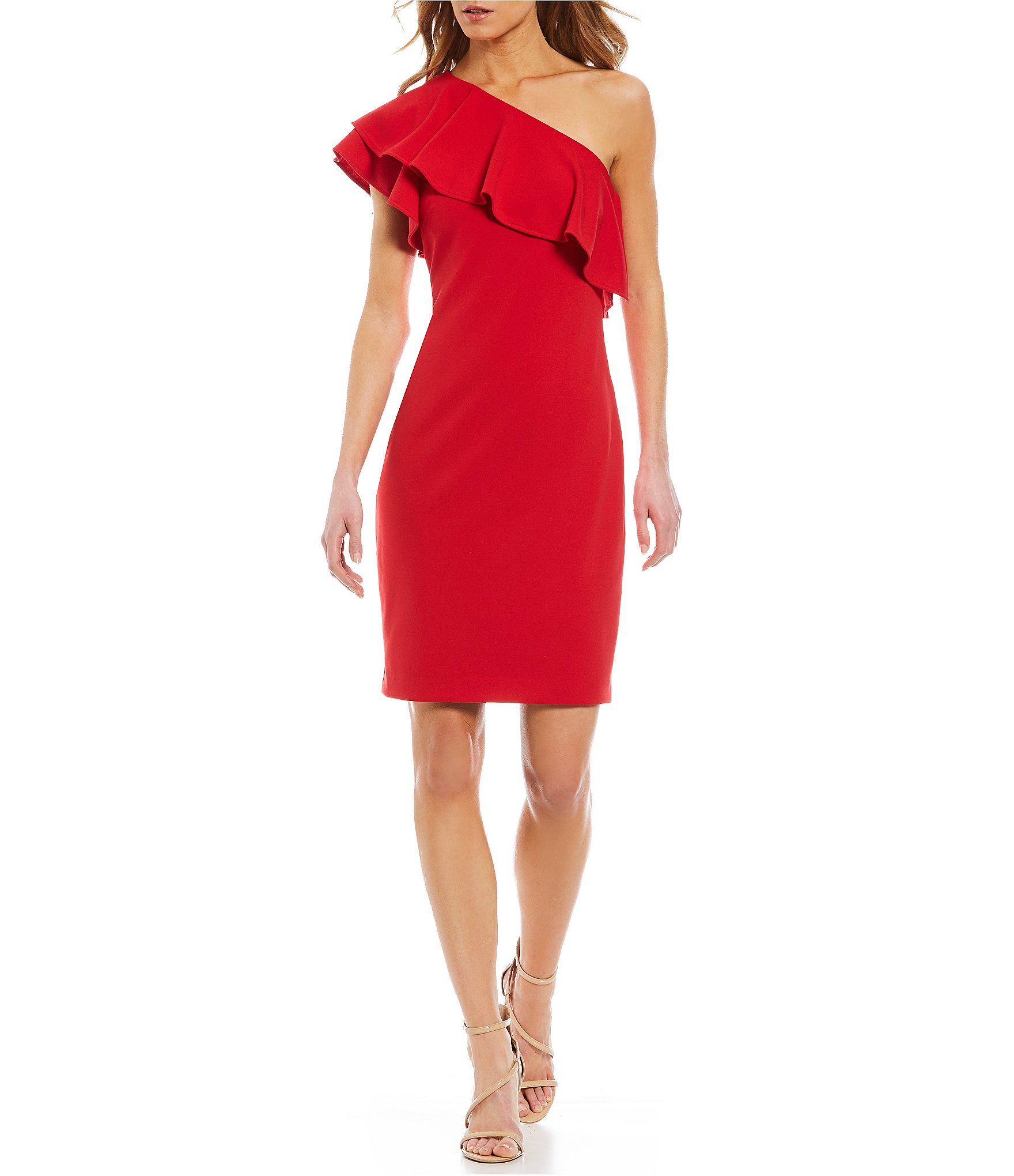 One Shoulder Red Dress