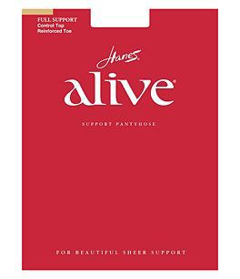 Hanes Alive Full Support Control Top Reinforced-Toe Pantyhose