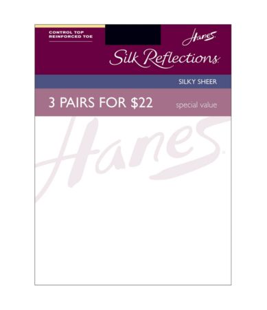 Hanes Silk Reflections Control Top Reinforced-Toe Pantyhose 3-Pack