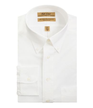 Roundtree & Yorke Gold Label Big & Tall No-Iron Solid Button-Down-Collar Dress Shirt